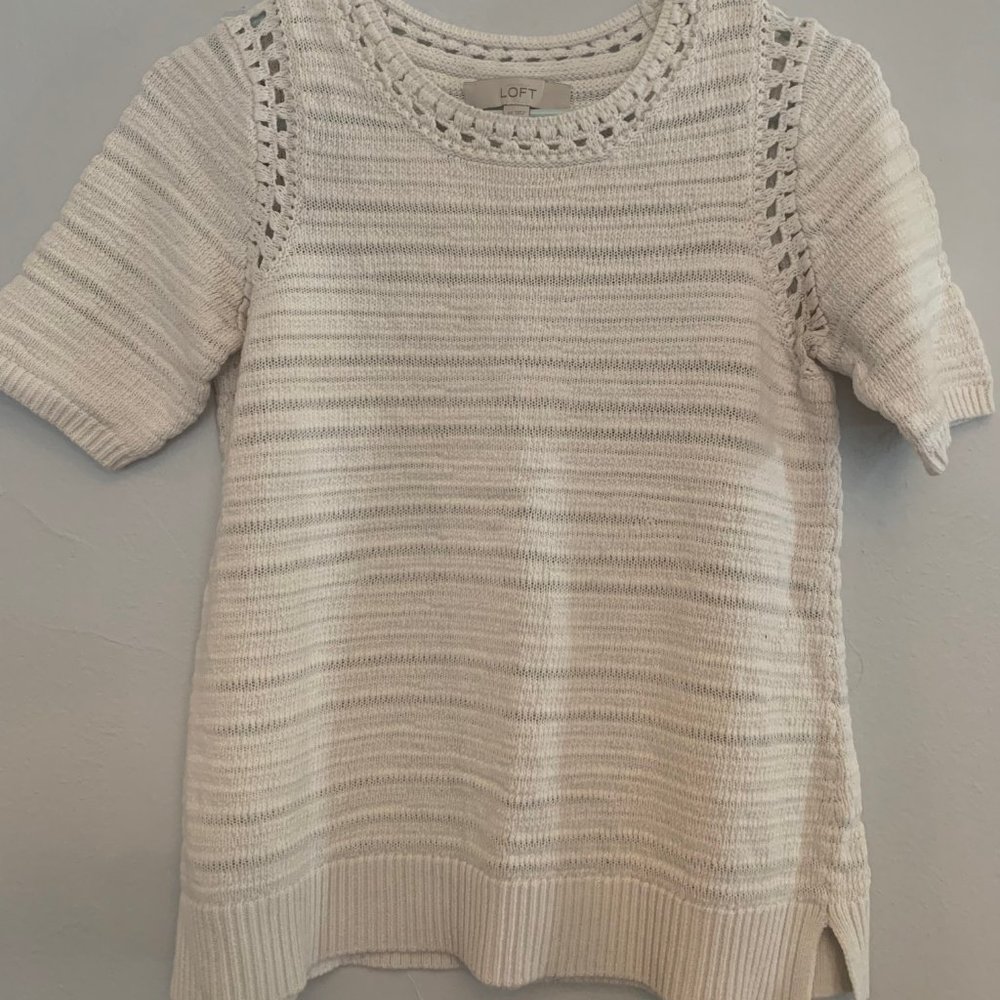 Ann Taylor Loft White Short Sleeve Sweater